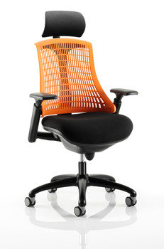 Flex Chair Black Frame With Orange Back With Headrest KC0107 KC0107