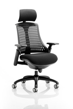 Flex Chair Black Frame With Black Back With Headrest KC0103 KC0103