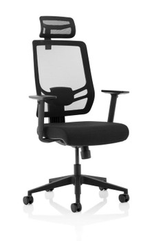 Ergo Twist Chair Black Fabric Seat Mesh Back With Headrest KC0298 KC0298