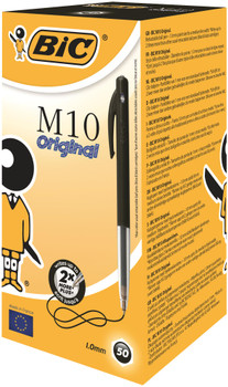 Bic M10 Clic Retractable Ballpoint Pen 1Mm Tip 0.32Mm Line Black Pack 50 1199190125