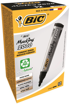 Bic Marking 2000 Permanent Marker Bullet Tip 1.7Mm Line Black Pack 12 8209153