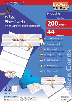Decadry Folding Place Card 210X63.5Mm 2 Per Sheet 200Gsm White Pack 44 OCB5107