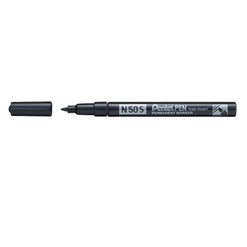 Pentel N50s Permanent Marker Fine Bullet Tip 0.5-1Mm Line Black Pack 12 N50S-A