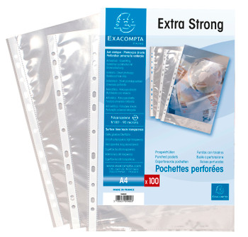 Exacompta Multi Punched Pocket Polypropylene A4 90 Micron Top Opening Clear Pack 5900E