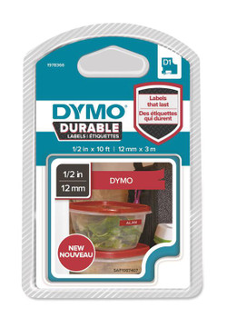 Dymo D1 Label Tape Durable 12Mmx3m White On Red 1978366