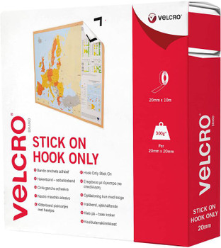 Velcro Sticky Hook Strip 20Mmx10m White 7180