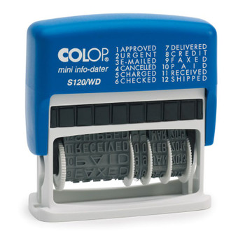 Colop S120/Wd Self Inking Dial A Phrase Word And Date Stamp Blue/Red Ink 105016