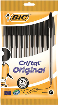 Bic Cristal Ballpoint Pen 1.0Mm Tip 0.32Mm Line Black Pack 10 830864