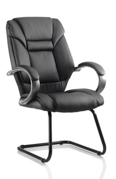 Galloway Cantilever Chair Black Leather With Arms BR000177 KC0119