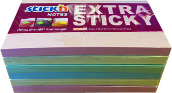 Valuex Extra Sticky Notes 76X127mm 90 Sheets Pastel Colours Pack 6 21669 21669