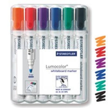 Staedtler Lumocolor Whiteboard Marker Bullet Tip 2Mm Line Assorted Colours Pack 351WP6