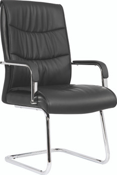 Carter Black Luxury Faux Leather Cantilever Chair With Arms BR000185 BR000185