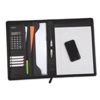 Monolith A4 Conference Folder With Calculator Leather Look Black 2914 2914