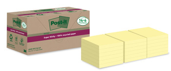 Post-It Super Sticky 100% Recycled Notes  Canary Yellow 76 X 76 Mm 70 Sheets Per 7100284878