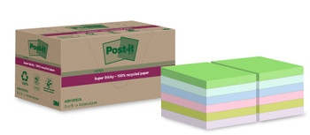 Post-It Super Sticky 100% Recycled Notes Assorted Colours 47.6 X 47.6 Mm 70 Shee 7100284780