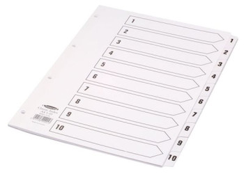 Concord Classic Index 1-10 A4 180Gsm Board White With Clear Mylar Tabs 00901/CS9 00901/CS9