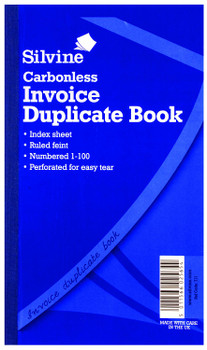 Silvine 210X127mm Duplicate Invoice Book Carbonless Ruled 1-100 Taped Cloth Bind 711