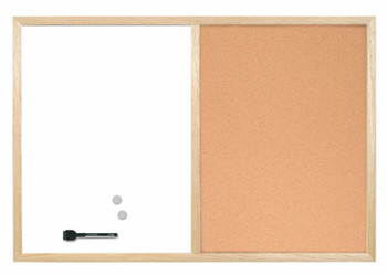 Bi-Office Combination Board Cork/Non Magnetic Whiteboard Pine Frame 900X600mm MX07001010