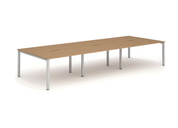 Evolve Plus 1200Mm Back To Back 6 Person Desk Oak Top Silver Frame BE300 BE300