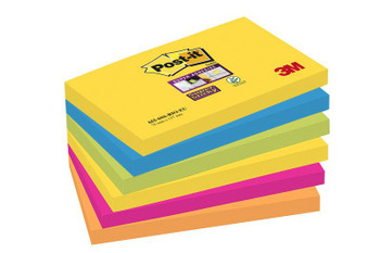 Post-It Super Sticky Notes 76X127mm 90 Sheets Carnival Colours Pack 6 7100034578 7100034578