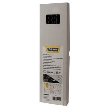 Fellowes Binding Comb A4 6Mm Black Pack 100 5345307 5345307