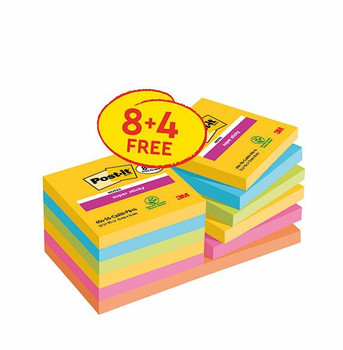 Post-It Super Sticky Notes Carnival Colour Collection 76 Mm X 76 Mm 90 Sheets Pe 7100259227