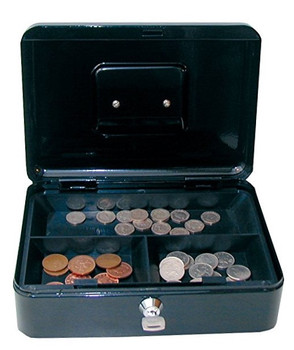 Valuex Metal Cash Box 250Mm 10 " Key Lock Black CBBK10
