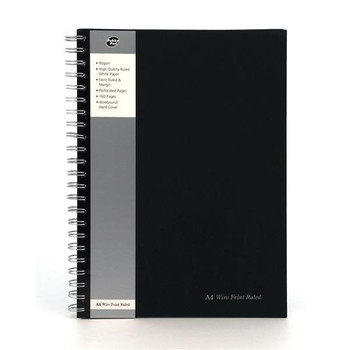 Pka Pad A4 Wirebound Hard Cover Notebook Ruled 160 Pages Black Pack 5 SBWRULA4