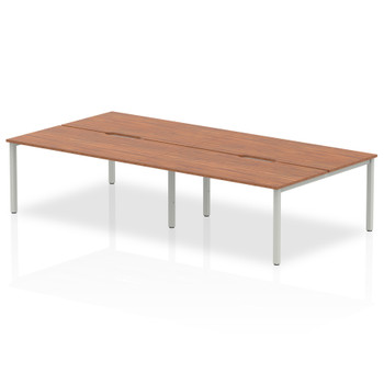 Evolve Plus 1600Mm Back To Back 4 Person Desk Walnut Top Silver Frame BE247 BE247