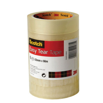 Scotch Easy Tear Clear Tape 25mm x 66m Pack of 6 ET2566T6 3M41533