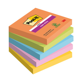 Post-it Super Sticky Notes Boost 76x76mm 90 Sheet Pack of 5 7100258933 3M92419