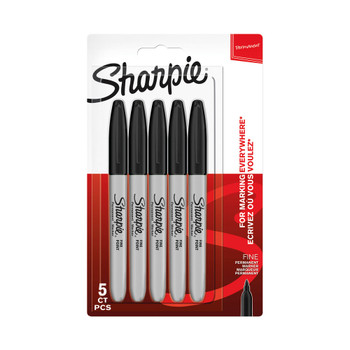 Sharpie Permanent Marker Fine Black Pack of 5 1986051 GL86051