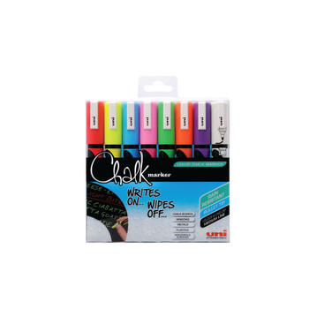 Uni-Ball UniChalk Chalk Marker Medium Assorted Pack of 8 153494341 MI04667