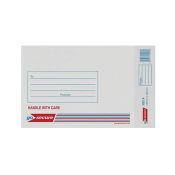 GoSecure Bubble Lined Envelope Size 4 180x265mm White Pack of 20 PB02128 PB02128