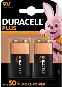 Duracell Plus 9V Alkaline Batteries Pack 2 MN1604B2PLUS MN1604B2PLUS