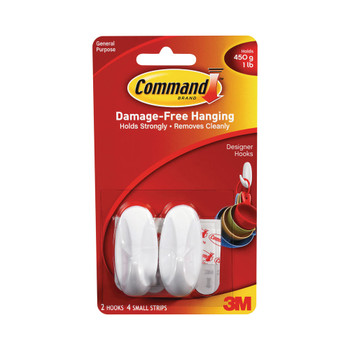 3M Command Small Oval Hooks With Command Adhesive Strips 17082 3M76909