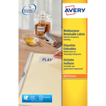 Avery Removable Labels 48 Per Sheet White Pack of 1200 L4736REV-25 AV10637