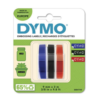 Dymo Embossing Tape 9Mmx3m Red Black And Blue Pack 3 S0847750 S0847750