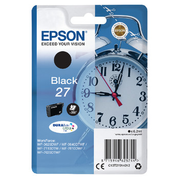 Epson 27 Alarm Clock Black Standard Capacity Ink Cartridge 6Ml - C13T27014012 C13T27014012