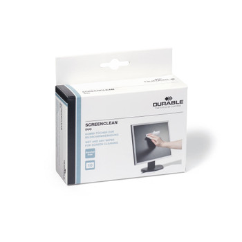 Durable Screenclean Duo Wet and Dry Wipe Set Alcohol Free Individually Wrapped P DB50150