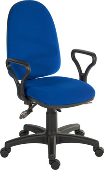 Ergo Trio Ergonomic High Back Fabric Operator Office Chair With Fixed Arms Blue 2901BLU/0288