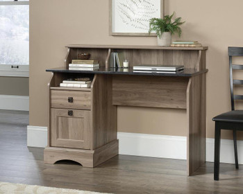 Farmhouse Style Home Office Desk Salt Oak With Rosso Slate Finish - 5422811 - 5422811