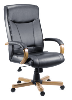 Kingston Bonded Leather Faced Executive Office Chair Black/Light Wood 8512HLW 8512HLW