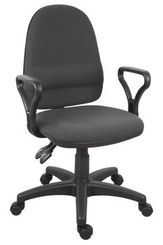 Ergo Twin High Back Fabric Operator Office Chair With Fixed Arms Black - 2900BLK 2900BLK/0288