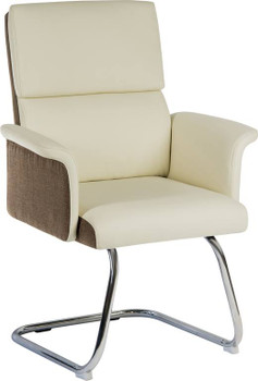 Elegance Gull Wing Medium Back Cantilever Leather Look Visitor Chair Cream - 695 6959CRE