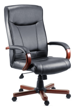 Kingston Bonded Leather Faced Executive Office Chair Black/Mahogany 8511HLW 8511HLW