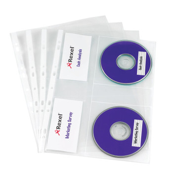 Rexel Nyrex CD/DVD Pockets Clear Pack of 5 2001007 RX21178