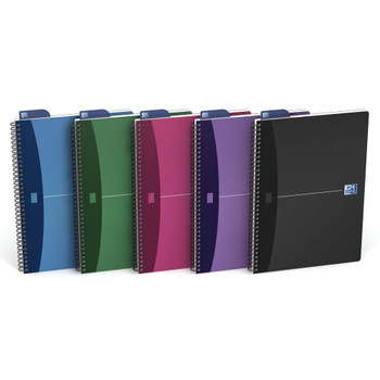 Oxford Poly Opaque Wirebound Notebook A4 Assorted Pack of 5 100101918 JD36639