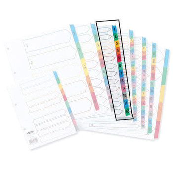 Concord Index 1-12 A4 White with Multicoloured Mylar Tabs 01301/CS13 JT01301