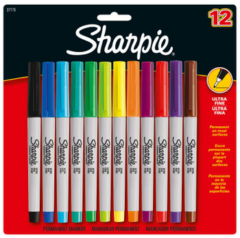 Sharpie Permanent Marker Ultra Fine Tip 0.5Mm Line Assorted Colours Pack 12 2065408